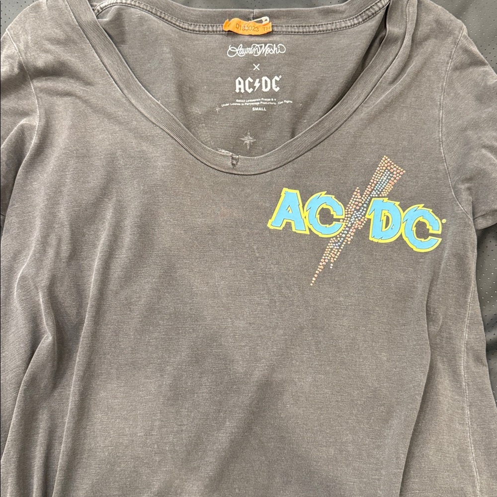 Lauren Moshi AC/DC Gray Tee with Vibrant Logo